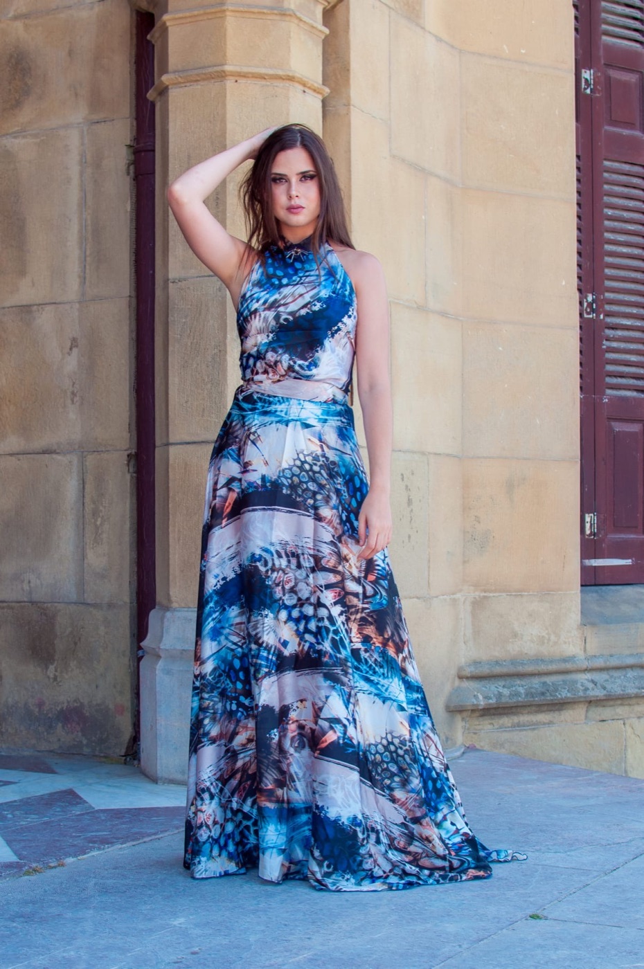 Vestido largo de Atelier Vitoria — Print abstracto en azul