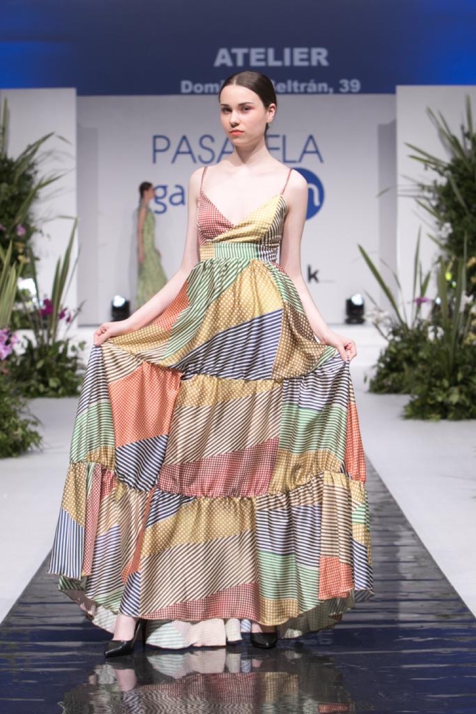 Vestido largo de Atelier Vitoria — Patchwork de rayas multicolor